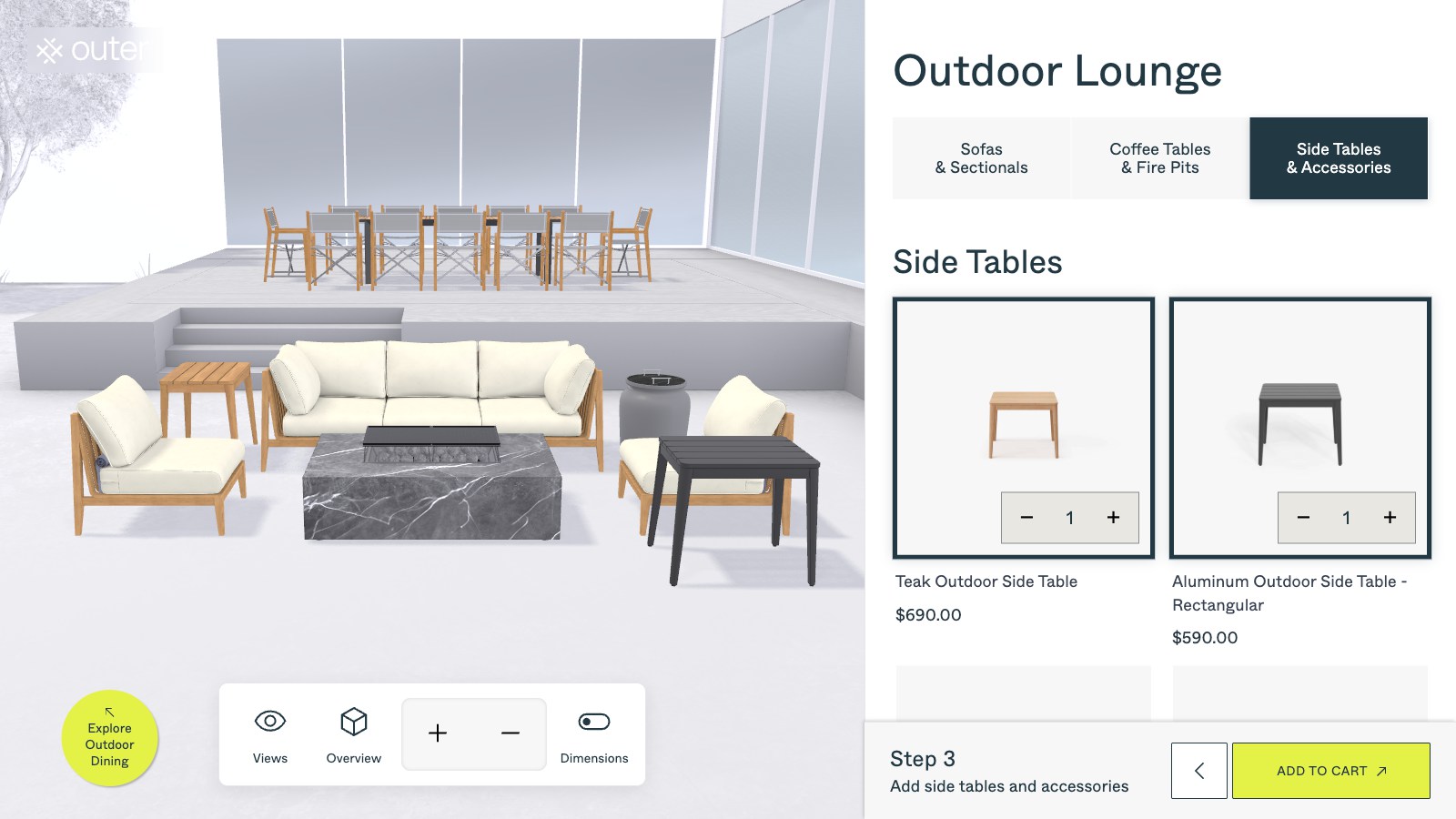 Outer Outdoor Furniture Shopify 3D Configurator